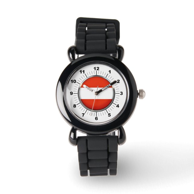Kinderen Oostenrijk Flag Silver Glitter Strap Watc Horloge (Voorkant)