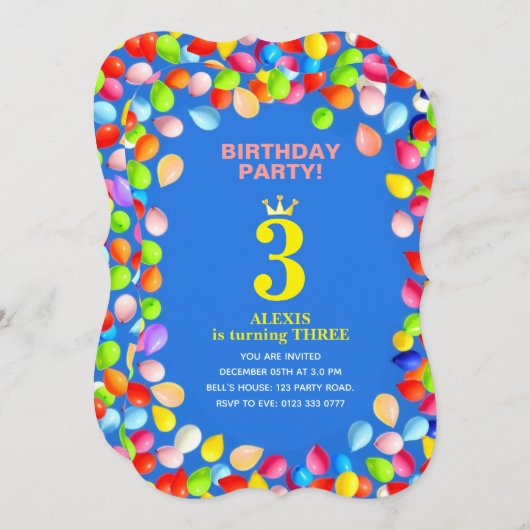 Kinderen op Birthday-ballonnen Kaart (Voorkant / Achterkant)