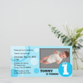 Kinderen op Birthday Fotokaart Blauwe Stippen (Staand voorkant)