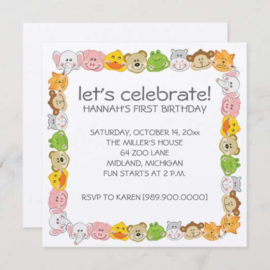 Kinderen op Birthday Party Kaart (Voorkant / Achterkant)