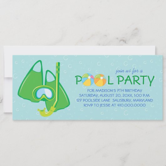 Kinderen op Birthday Pool Party Kaart (Voorkant)