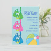 Kinderen op Birthday Pool Party Kaart (Staand voorkant)