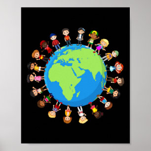 Kinderen op de Dag van de Aarde over de hele werel Poster