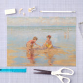  kinderen op de strand Antiek strand scène Tissuepapier (Craft)