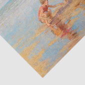  kinderen op de strand Antiek strand scène Tissuepapier (Detail)