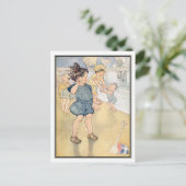  kinderen op de strand van Ruth Mary Hallock Briefkaart (Staand voorkant)