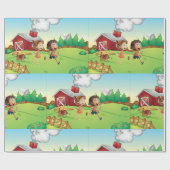Kinderen op een Boerderij Cadeaupapier (Vlak)