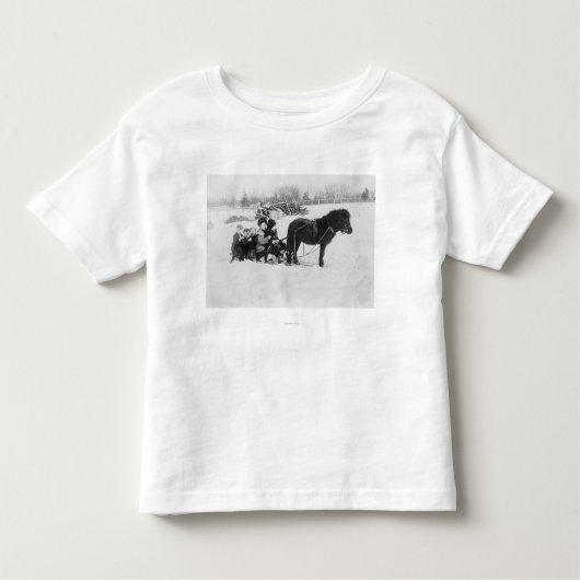 Kinderen op een Pony getekende foto van de zijkant Kinder Shirts (Voorkant)