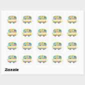 Kinderen op een schoolbusstickers vierkante sticker (Vel)