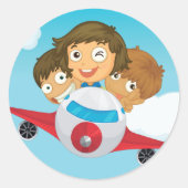Kinderen op een vlak ronde sticker (Voorkant)