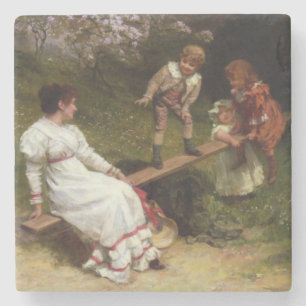 Kinderen op een wip (door Frederick Morgan) Stenen Onderzetter
