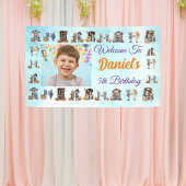 Kinderen op Halloween Thema Lichtblauwe Verjaardag Spandoek