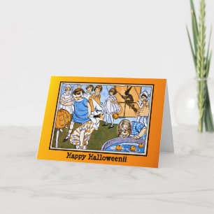 Kinderen op Halloweenfeestkaart Kaart