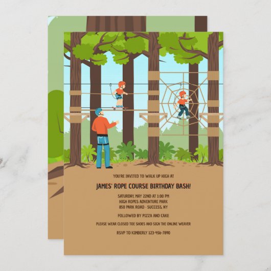 Kinderen op het koord lopen kaart (Voorkant / Achterkant)