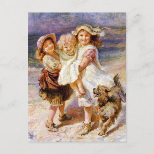 Kinderen op het strand briefkaart (Voorkant)