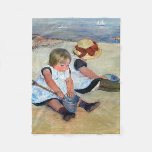 Kinderen op het strand, Cassatt Fleece Deken (Voorkant)