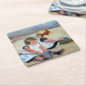Kinderen op het strand, Cassatt Kartonnen Onderzetters (Schuin)