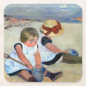 Kinderen op het strand, Cassatt Kartonnen Onderzetters (Voorkant)