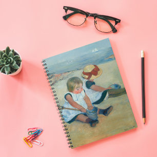 Kinderen op het strand Mary Cassatt ansichtkaart Notitieboek