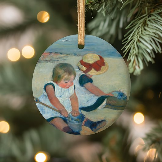 Kinderen op het strand | Mary Cassatt Briefkaart Keramisch Ornament