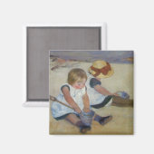 Kinderen op het strand, Mary Cassatt Magneet (Voorkant / Achterkant)