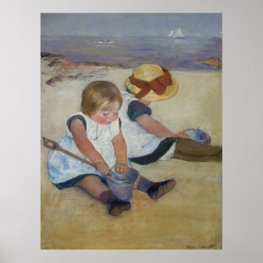 Kinderen op het strand, Mary Cassatt Poster (Voorkant)