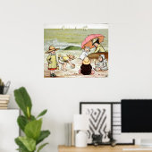 Kinderen op het strand Poster (Thuiskantoor)