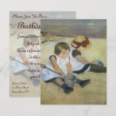 Kinderen op het strand van Cassatt,  verjaardag Kaart (Voorkant / Achterkant)