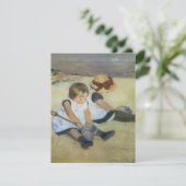 Kinderen op het strand van Cassatt,  verjaardag Kaart (Staand voorkant)