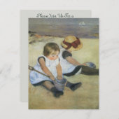 Kinderen op het strand van Cassatt,  verjaardag Kaart (Voorkant / Achterkant)