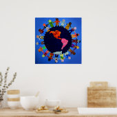 Kinderen op het wereldcanvas afdrukken: poster (Keuken)