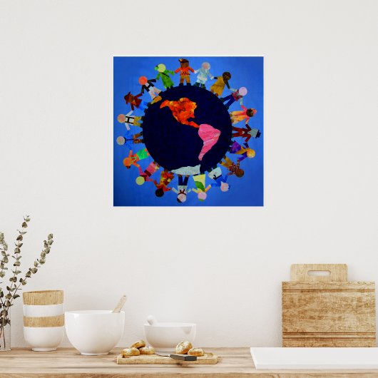 Kinderen op het wereldcanvas afdrukken: poster (Keuken)