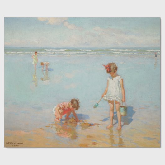 Kinderen op het Zee (Summer Beach Scene) Cadeaupapier (Vlak)