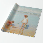 Kinderen op het Zee (Summer Beach Scene) Cadeaupapier (Uitgerold)