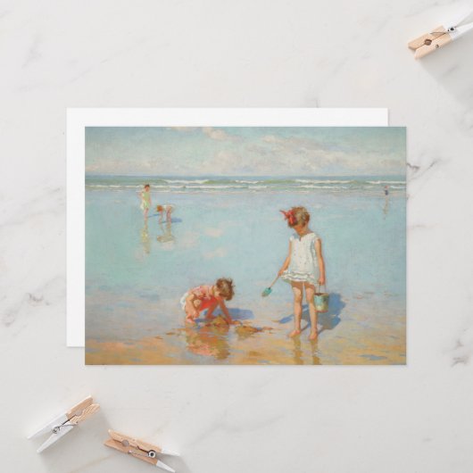 Kinderen op het Zee (Summer Beach Scene) Kaart (Voorkant / Achterkant in situ)