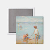 Kinderen op het Zee (Summer Beach Scene) Magneet (Voorkant / Achterkant)