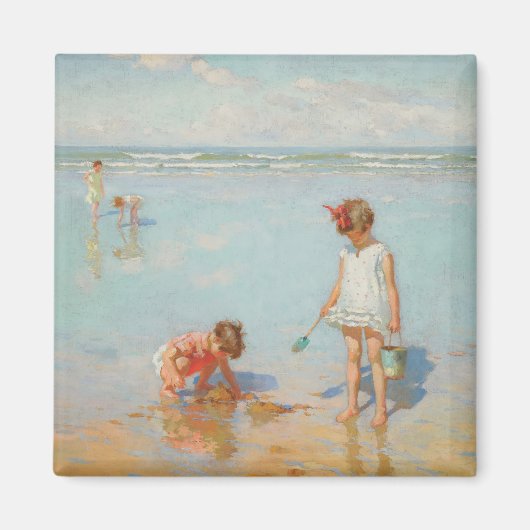 Kinderen op het Zee (Summer Beach Scene) Magneet (Voorkant)