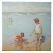 Kinderen op het Zee (Summer Beach Scene) Tegeltje (Voorkant)