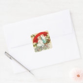  kinderen op Holly-kerstlabel Vierkante Sticker (Envelop)