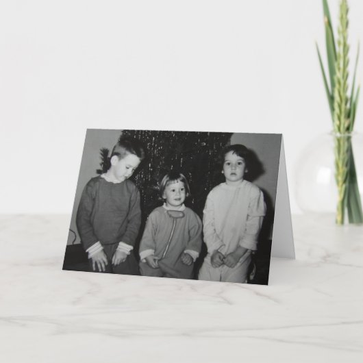 Kinderen op kerstfoto  feestdagen kaart (Voorkant)