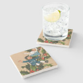  Kinderen op kerstmis Holly Stenen Onderzetter (Zijkant)