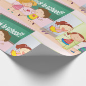 Kinderen op schoolwerkpapier cadeaupapier