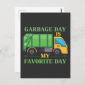 Kinderen op vuilnisdag Vuilstortwagen Afval Recycl Briefkaart (Voorkant / Achterkant)