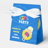 Kinderen op zaterdag Cute Custom Blonde Girl Pool Bedankdoosjes (Voorkant Zijde)