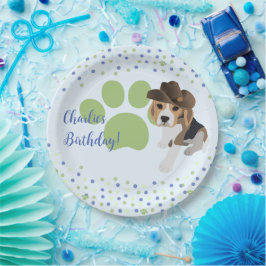 Kinderen op zaterdag Puppy Dog Pet Groene Pawprint Papieren Bordje