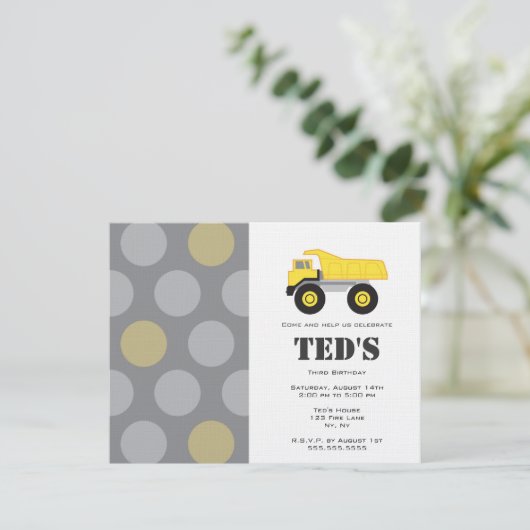 Kinderen op zaterdag Uitnodiging - Stortwagen (Staand voorkant)