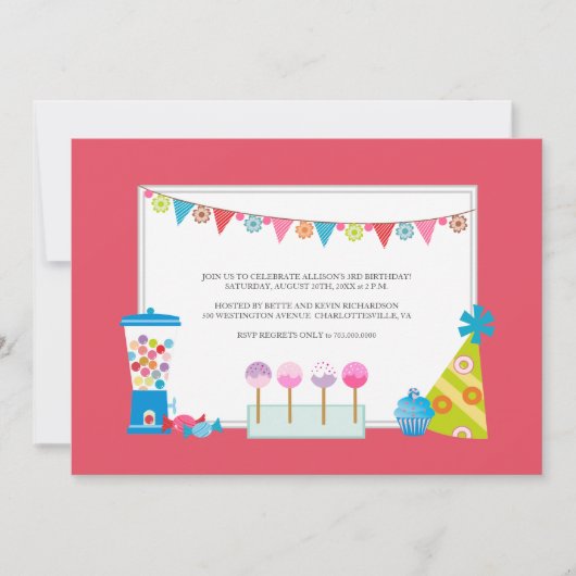 Kinderen op zaterdag Uitnodigingen {Snoep Buffet} (Voorkant)