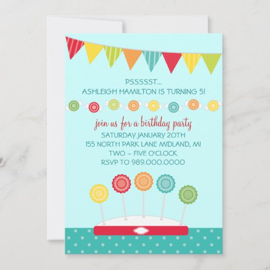 Kinderen op zaterdag Uitnodigingen (thema Snoep) (Voorkant)