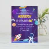 Kinderen Outer Space Planeten Verjaardagsuitnodigi Kaart (Staand voorkant)