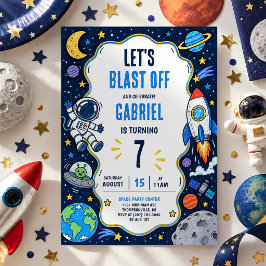 Kinderen Outer Space Verjaardag Astronaut Raket Fe Kaart